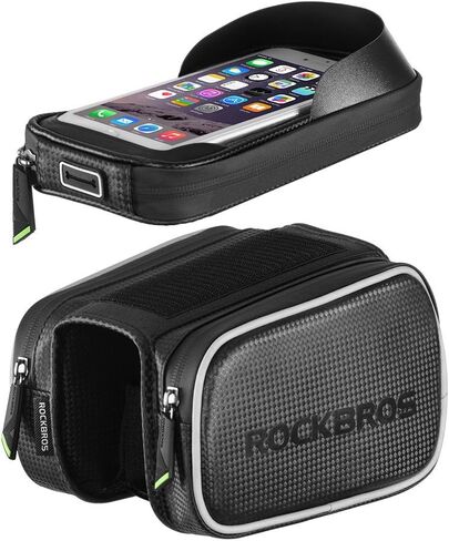 ROCKBROS Bike Bag Waterproof Top Tube Phone Bag Front Frame Mountain Bicycle Touch Screen Cell Phone Holder Pouch Compatible with iPhone X, 8 Plus 7 in Saudi Arabia