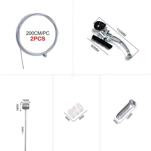 2 Pairs Bike Brakes, Universal Complete V Bike Brakes Set, Mountain Bike Replacement for Most Bicycle,Road Bike Brakes Cables with Front Back Wheels End Caps,End Ferrules -Black in Kuwait