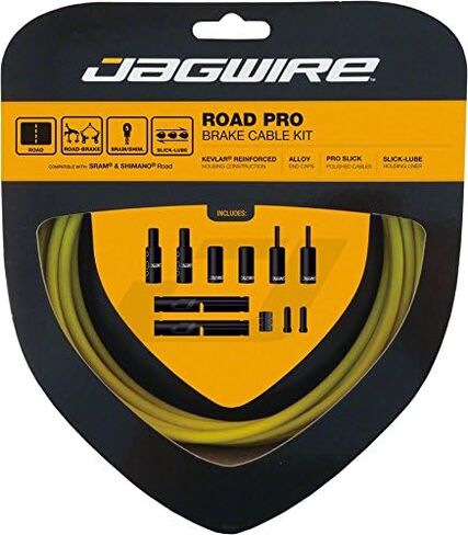 Jagwire - مجموعة كابلات Road Pro Brake DIY | لدراجات فرامل الطريق | كابلات دراجات مصقولة مقاومة للصدأ، متوافقة مع SRAM وShimano، 10 خيارات ألوان in Kuwait