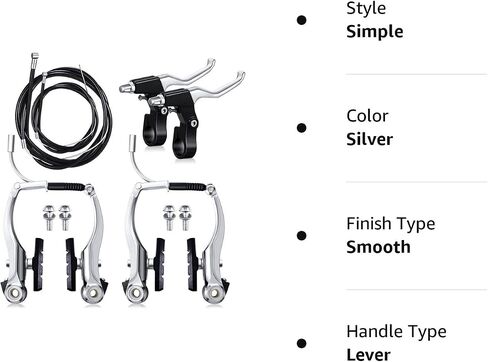 Boao Complete V-Type Bike Brake Set, Front and Rear Bike MTB Brake Inner and Outer Cables and Lever Kit includes Calipers Levers Cables(Black) in Saudi Arabia