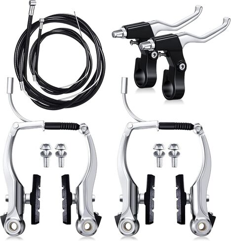 Boao Complete V-Type Bike Brake Set, Front and Rear Bike MTB Brake Inner and Outer Cables and Lever Kit includes Calipers Levers Cables(Black) in Saudi Arabia