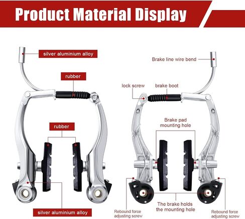 Boao Complete V-Type Bike Brake Set, Front and Rear Bike MTB Brake Inner and Outer Cables and Lever Kit includes Calipers Levers Cables(Black) in Saudi Arabia