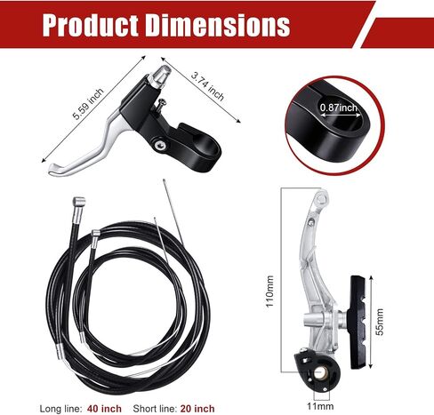 Boao Complete V-Type Bike Brake Set, Front and Rear Bike MTB Brake Inner and Outer Cables and Lever Kit includes Calipers Levers Cables(Black) in Saudi Arabia