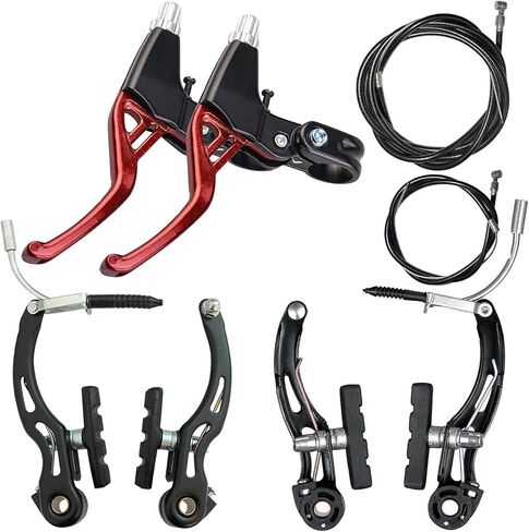 6 Pieces Bicycle Brake Accessories Including 2 Pack Aluminium Alloy Brake Levers (2.2 cm in Diameter) and 2 Pair V Brake Set and 2 Pack Brake Wire for Mountain/Road/MTB Bike(Black) in Saudi Arabia