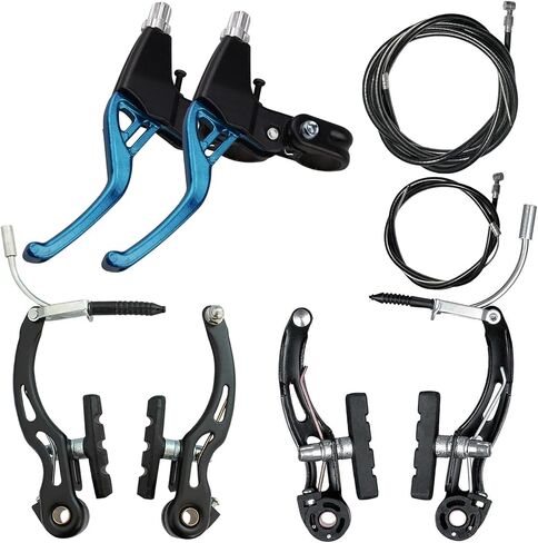 6 Pieces Bicycle Brake Accessories Including 2 Pack Aluminium Alloy Brake Levers (2.2 cm in Diameter) and 2 Pair V Brake Set and 2 Pack Brake Wire for Mountain/Road/MTB Bike(Black) in Saudi Arabia