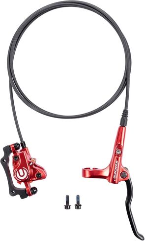 مجموعة فرامل قرص هيدروليكي Cyclon MTB، فرامل هيدروليكية من سبائك الألومنيوم أسود/أحمر للدراجات الجبلية الأمامية اليسرى 1000 مم والخلف الأيمن 1700 مم فرامل دراجة هيدروليكية مع محول IS/PM يناسب دوار 160 مم in Kuwait