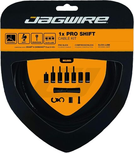 Jagwire - مجموعة تحويل عالمية 1x Pro | للطرق وMTN ودراجة الحصى | كابلات SRAM وShimano Shifter المتوافقة مع الفولاذ المقاوم للصدأ المصقول، 10 خيارات ألوان in Kuwait