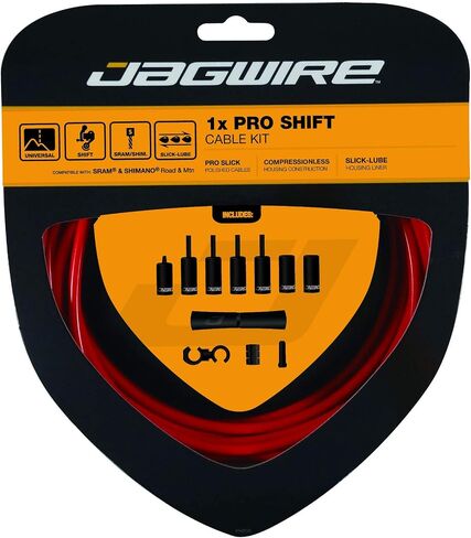 Jagwire - مجموعة تحويل عالمية 1x Pro | للطرق وMTN ودراجة الحصى | كابلات SRAM وShimano Shifter المتوافقة مع الفولاذ المقاوم للصدأ المصقول، 10 خيارات ألوان in Kuwait