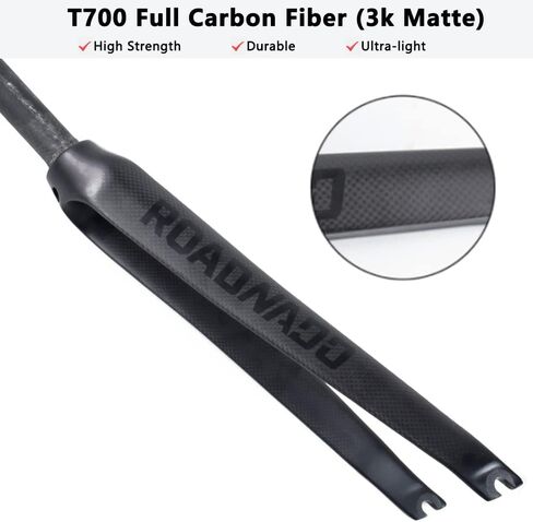 ROADNADO 700C شوكة دراجة الطريق من ألياف الكربون شوكة صلبة 700C*23/25 مم 28.6 مم شوكة دراجة من ألياف الكربون خفيفة الوزن لدراجة الطريق أسود لامع/لامع in Kuwait