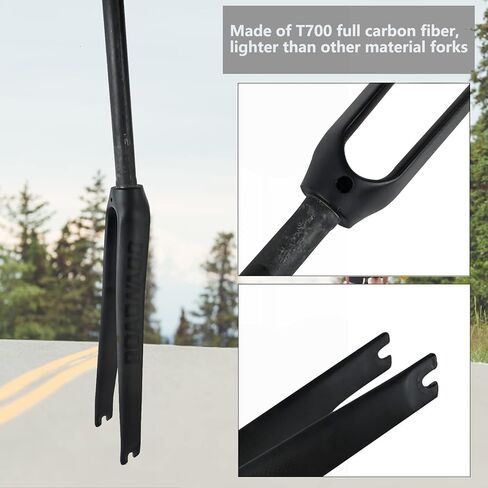 ROADNADO 700C شوكة دراجة الطريق من ألياف الكربون شوكة صلبة 700C*23/25 مم 28.6 مم شوكة دراجة من ألياف الكربون خفيفة الوزن لدراجة الطريق أسود لامع/لامع in Kuwait