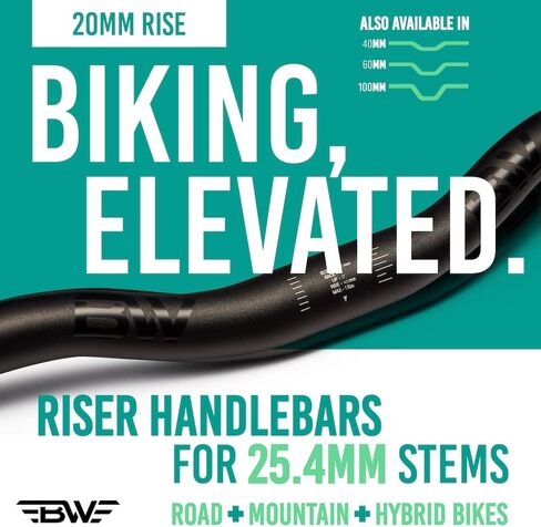 مقود BW Riser - رائع للدراجات الجبلية والطرق والهجينة - يناسب سيقان 25.4 مم - خيارات ارتفاع متعددة in Kuwait