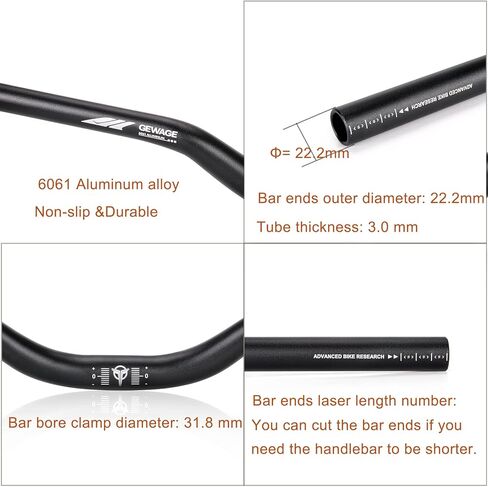 مقود الدراجة 31.8 - 25 مم، 55 مم، 70 مم، 90 مم مقود الدراجة - مقود دراجة جبلية من سبائك الألومنيوم 780 مم in Kuwait