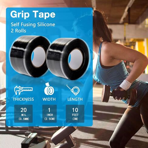 MEBMIK 2 Rolls 1IN X 10FT Grip Tape,Rubber Tape,Silicone Tape,Grip Tape for Handles,Self Fusing Silicone Tape,Grip Wrap,Handlebar Tape for Fishing Pole,Pull Up Bar,No Adhesive in Saudi Arabia
