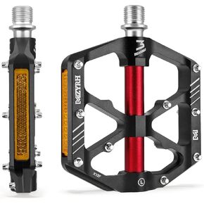 MZYRH 3 Bearings Mountain Bike Pedals Platform Bicycle Flat Alloy Pedals 9/16" Pedals Non-Slip Alloy Flat Pedals