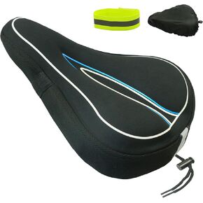 Geronmine Gel Bike Seat Cover Padded Bicycle Saddle Covers for Women & Men, Most Comfortable Exercise Bike Seat Cushion Cover, Soft for Spin Indoor Outdoor Cycling Class Mountain Stationary Bikes