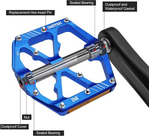 MZYRH 3 Bearings Mountain Bike Pedals Platform Bicycle Flat Alloy Pedals 9/16" Pedals Non-Slip Alloy Flat Pedals in Saudi Arabia