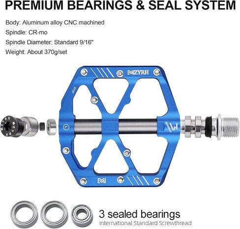 MZYRH 3 Bearings Mountain Bike Pedals Platform Bicycle Flat Alloy Pedals 9/16" Pedals Non-Slip Alloy Flat Pedals in Saudi Arabia