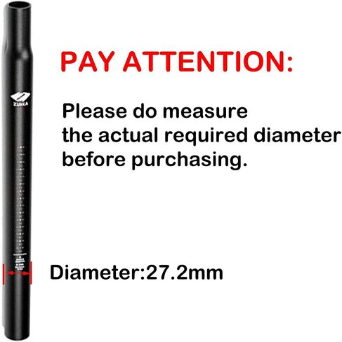 ZUKKA Bike Seatpost 25.4/27.2/28.6 x350 mm Aluminum Alloy Bicycle Seat Post Mountain Bike Seatpost Road Bicycle Seat Post Black or Silver in Saudi Arabia