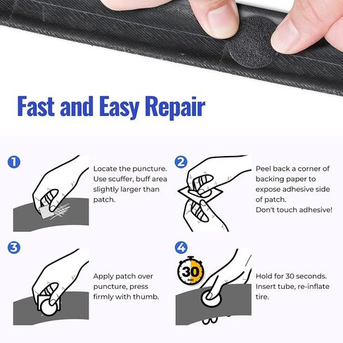 مجموعة تصحيح إطارات الدراجة من Tirellix - 24 قطعة من مجموعات تصحيح الأنبوب بدون غراء للدراجات، والدراجات النارية، وإصلاح الإطارات المسطحة للأنبوب الداخلي للدراجات الجبلية، ومجموعة تصحيحات الدراجة، بالإضافة إلى 2 جرجر، 2 حقيبة محمولة in Kuwait