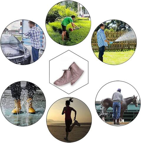 Waterproof Shoes Cover, Rain Boot Shoe Covers, Reusable Women Men PVC Rubber Sole Overshoes Galoshes Protectors for Cycling Camping Travel (XXL, White) in Saudi Arabia