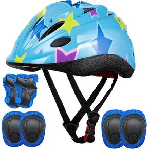 Lamsion Kids Helmet Adjustable with Sports Protective Gear Set Knee Elbow Wrist Pads for Toddler Ages 4 to 10 Years Old Boys Girls Cycling Skating Scooter Helmet in Kuwait