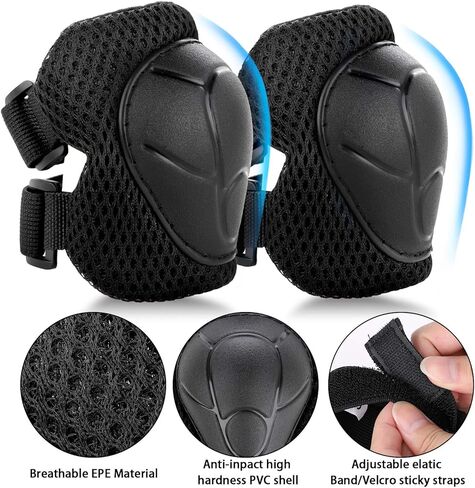 WayEee Kids Bike Helmet Set Skateboard Knee Pads, Helmet Pad Set Protective Gear Set Adjustable for Girls Kids 3-10 Helmet Elbow Pads Wrist Guards for Sport Cycling Bike Roller Skating Scooter in Kuwait