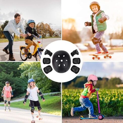 WayEee Kids Bike Helmet Set Skateboard Knee Pads, Helmet Pad Set Protective Gear Set Adjustable for Girls Kids 3-10 Helmet Elbow Pads Wrist Guards for Sport Cycling Bike Roller Skating Scooter in Kuwait