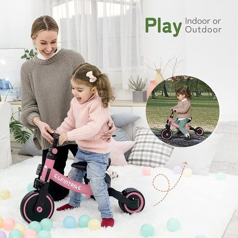 besrey 5 in 1 Toddler Bike for 1 Year to 4 Years Old Kids, Toddler Tricycle Kids Trikes Tricycle, Toys for Boy & Girl, Balance Training, Removable Pedals in Saudi Arabia