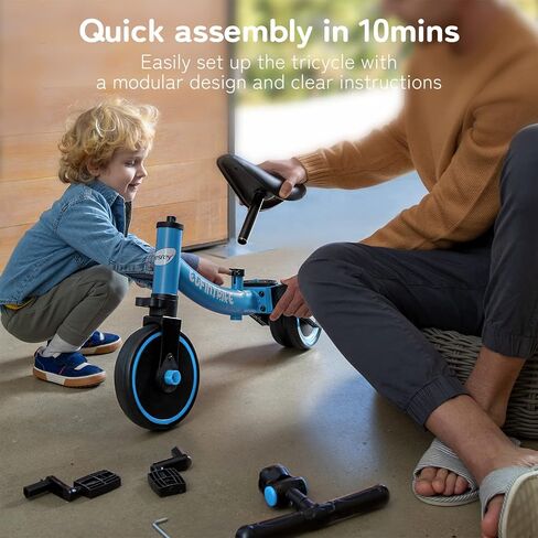 besrey 5 in 1 Toddler Bike for 1 Year to 4 Years Old Kids, Toddler Tricycle Kids Trikes Tricycle, Toys for Boy & Girl, Balance Training, Removable Pedals in Saudi Arabia