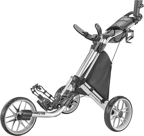 CaddyTek 3 Wheel Golf Push Cart - Foldable Collapsible Lightweight Pushcart with Foot Brake - Easy to Open & Close in Saudi Arabia