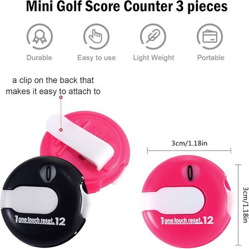 Frienda Golf Score Counter Mini Golf Stroke Counter with One Touch Reset and Simple Attachment to Scorekeeper Glove in, 3 Pieces in Saudi Arabia