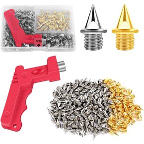 UUMENHA 140pcs 1/4 Inch Track Spikes with a Spike Wrench,Hard Steel Replacement Spikes for Track Shoes, Pyramid Spikes for Sprint Sports, Running and Cross Country,100 Sliver and 40 Golden in Kuwait