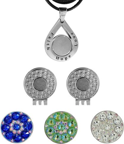 GOLTERS Golf Crystal Ball Marker Charm Necklace Pendant Hat Clip Gradient Color Gift Box Gift Bag Great Gift for Women Golfer in Saudi Arabia