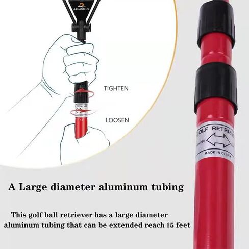 Aquadalus 15 feet Club Golf Retriever for Water, Telescopic Retriever with Headcover, Stainless Telescopic Extendable Golf Ball Retriever in Saudi Arabia