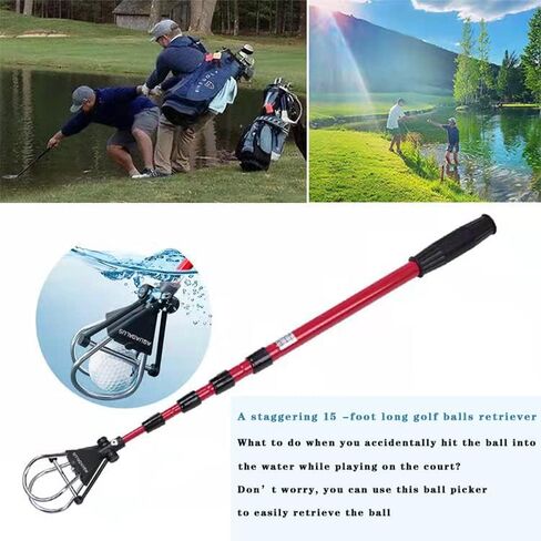Aquadalus 15 feet Club Golf Retriever for Water, Telescopic Retriever with Headcover, Stainless Telescopic Extendable Golf Ball Retriever in Saudi Arabia