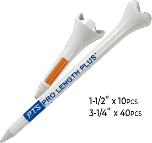 Pride Professional Tee System Plastic Golf Tees (Pack of 50), 40 Count 3-1/4-Inch + 10 Count 1-1/2-Inch,White in Saudi Arabia