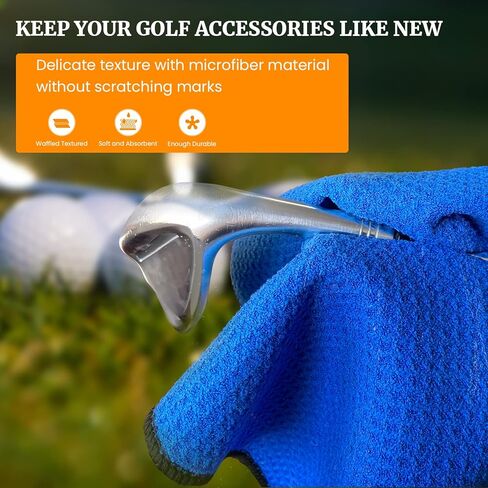 3 قطع من مناشف الجولف لحقائب الجولف بنمط وافل مع مشبك - مجموعة مناشف جولف من المايكروفايبر ملحقات تنظيف الجولف المحمولة للرجال والنساء in Kuwait