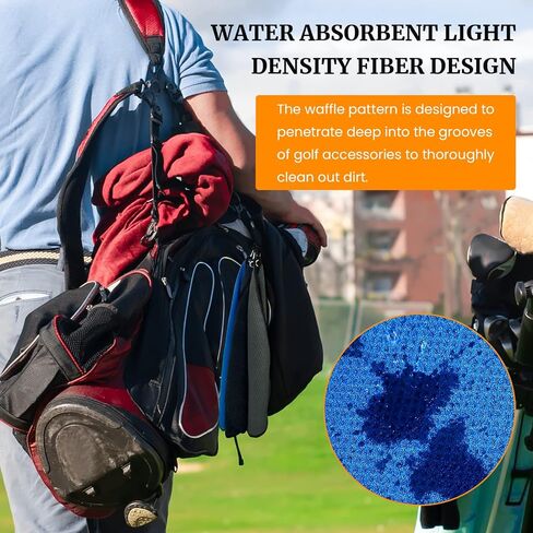 3 قطع من مناشف الجولف لحقائب الجولف بنمط وافل مع مشبك - مجموعة مناشف جولف من المايكروفايبر ملحقات تنظيف الجولف المحمولة للرجال والنساء in Kuwait