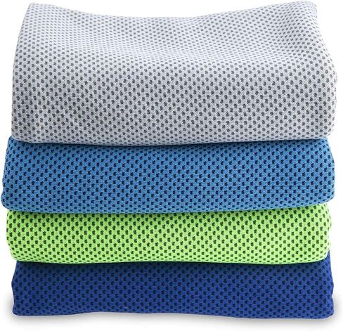 4 Packs Cooling Towel (40"x 12"), Ice Towel, Microfiber, Soft Breathable Chilly Towel Stay Cool for Yoga, Sport, Gym, Workout, Camping, Fitness, Running, Workout & More Activities (Multicolor) in Saudi Arabia