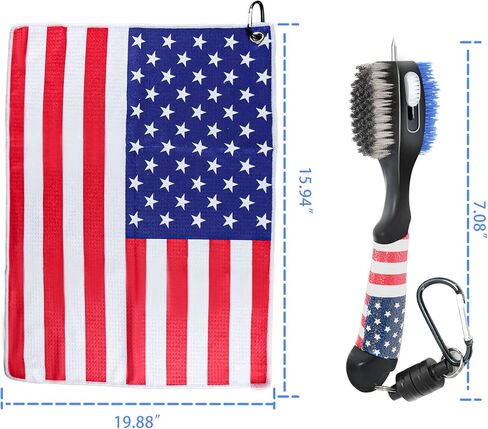 Golf Club Brush and Amercian Flag Golf Towels, Golf Groove Cleaner Cleaning kit, Golf Accessories Cleaner Tool with Strong Magnet Stick to Golf Clubs or Bag in Kuwait