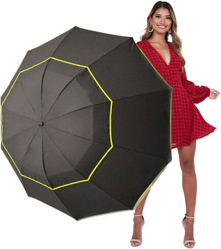 Kalolary 62 Inch Extra Oversize Large Compact Golf Umbrella，Double Canopy Vented Windproof Waterproof Stick Umbrellas for women & men in Saudi Arabia
