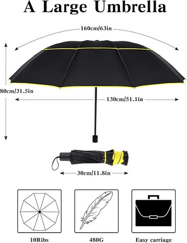 Kalolary 62 Inch Extra Oversize Large Compact Golf Umbrella，Double Canopy Vented Windproof Waterproof Stick Umbrellas for women & men in Saudi Arabia