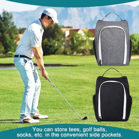 2 Pcs Golf Shoe Bag for Travel Zippered Sports Shoe Carrier Bags Golf Shoe Tote Golf Accessories with Ventilation Outside Pocket for Golf Balls Tees Socks Accessories Men Women in Kuwait