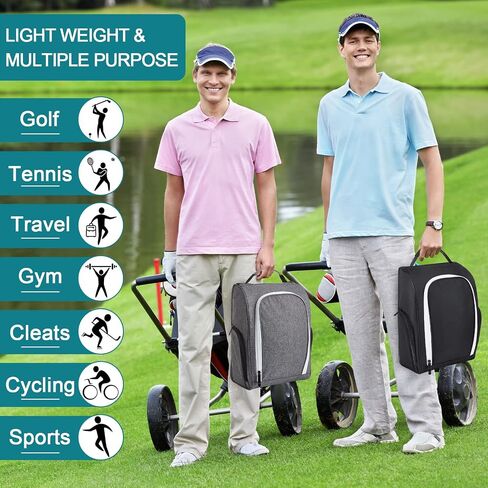 2 Pcs Golf Shoe Bag for Travel Zippered Sports Shoe Carrier Bags Golf Shoe Tote Golf Accessories with Ventilation Outside Pocket for Golf Balls Tees Socks Accessories Men Women in Kuwait