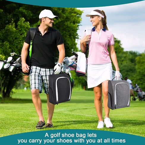 2 Pcs Golf Shoe Bag for Travel Zippered Sports Shoe Carrier Bags Golf Shoe Tote Golf Accessories with Ventilation Outside Pocket for Golf Balls Tees Socks Accessories Men Women in Kuwait