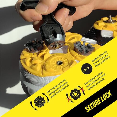 SOLM8 - Screw in Spikes Replacement for Golf Shoes & Cricket Spikes, Easy to Install Metal Threading Screw Size ¼ Inch (23 Count + 1 Spanner) in Saudi Arabia