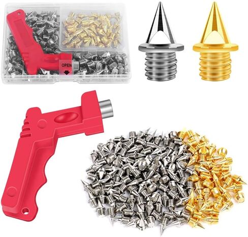 UUMENHA 140pcs 1/4 Inch Track Spikes with a Spike Wrench,Hard Steel Replacement Spikes for Track Shoes, Pyramid Spikes for Sprint Sports, Running and Cross Country,100 Sliver and 40 Golden in Kuwait