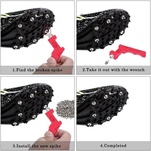 UUMENHA 140pcs 1/4 Inch Track Spikes with a Spike Wrench,Hard Steel Replacement Spikes for Track Shoes, Pyramid Spikes for Sprint Sports, Running and Cross Country,100 Sliver and 40 Golden in Kuwait