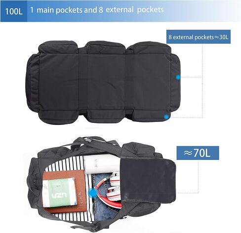 Large Military Duffle Bag, Waterproof Duffel Bag with Backpack Straps, Tactical Luggage Bag for Camping, Sports, Travel, Hiking in Saudi Arabia