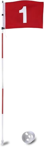 KINGTOP Golf Flagstick 6ft, Portable Five-Section Design for Backyard Practice Putting Green, Driving Range Golf Pin Flag Hole Cup Set, Gift Idea in Saudi Arabia